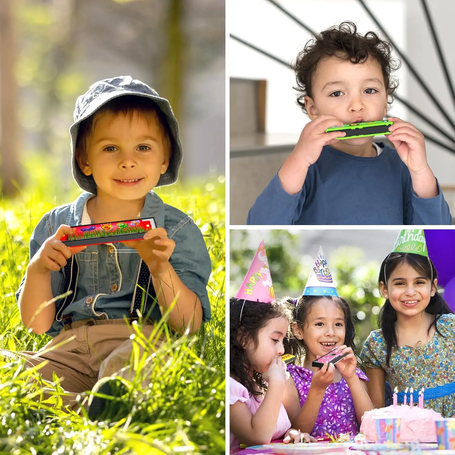 35 Pcs Harmonica for Kids 16 Holes Musical Instrument, Return Gift Cartoon Double Row Harmonica Bulk Toy for 3 Years   Kids Party Favors Goodie Bags Stuffers & Operation Christmas Child Items