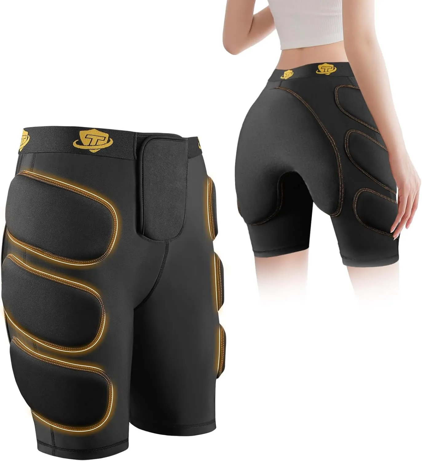 3D Protective Shorts with EVA Impact Padded for Hip Butt Tailbone Thigh for Snowboarding Roller Skating Football Rugby