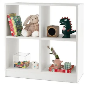 4-Cube Kids Bookcase with Open Shelves-White - Color: White