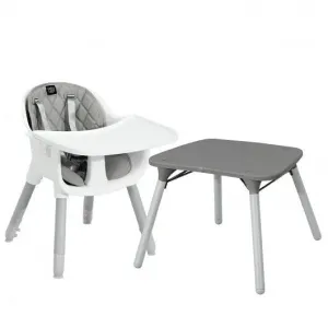 4-in-1 Baby Convertible Toddler Table Chair Set with PU Cushion-Gray - Color: Gr
