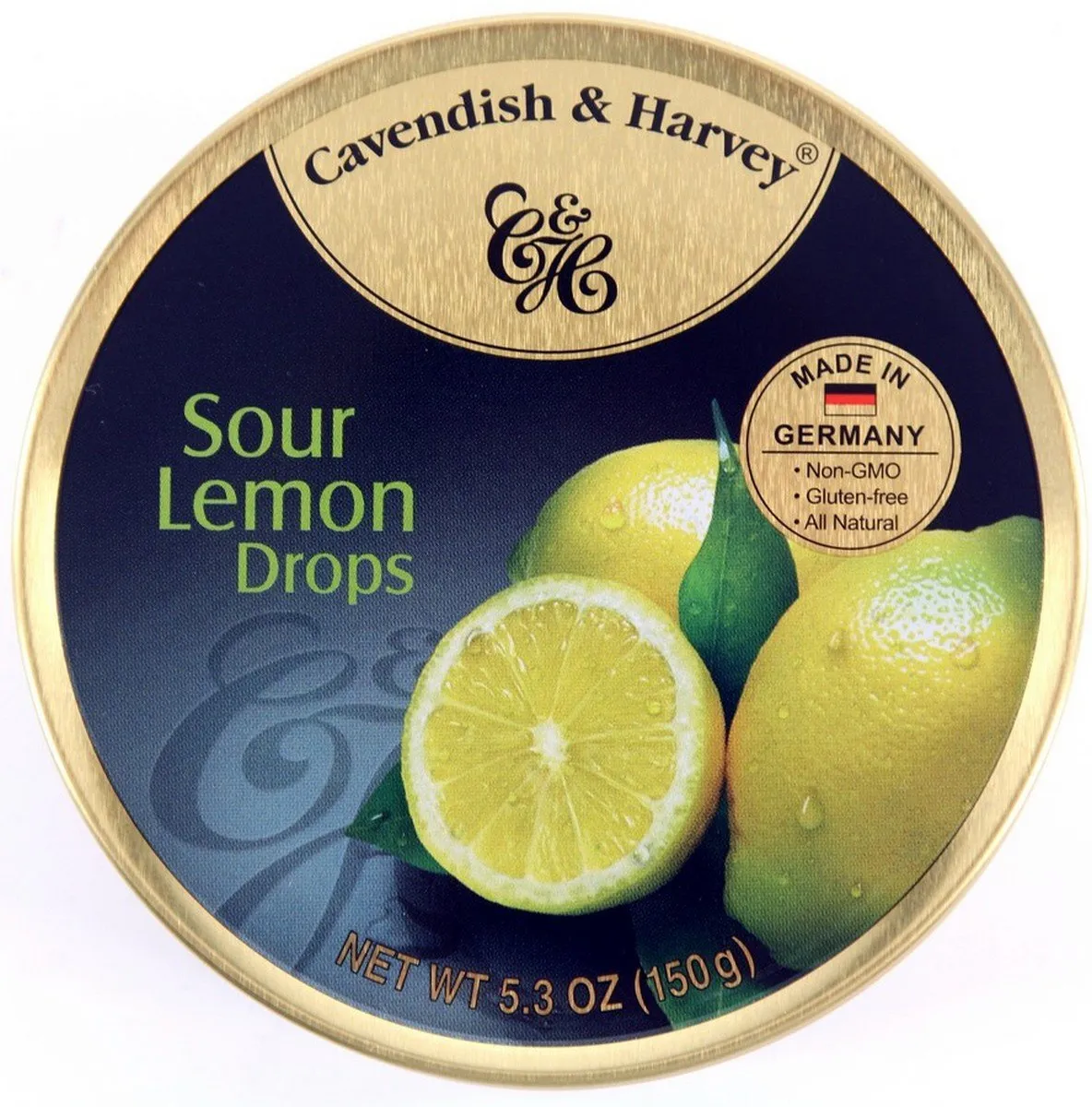 4 Pack Cavendish & Harvey Hard Candy Drops 5.3-ounce Tins (Sour Lemon)