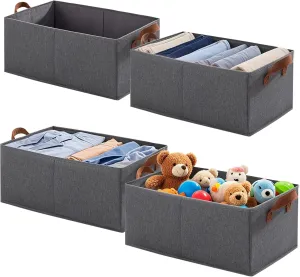 4 Pack Large Fabric Storage Bins Closet Organizer, Sturdy Collapsible Storage Boxes for Organizing Clothing, Toys, Books - Shelf Organizer Shelves Basket