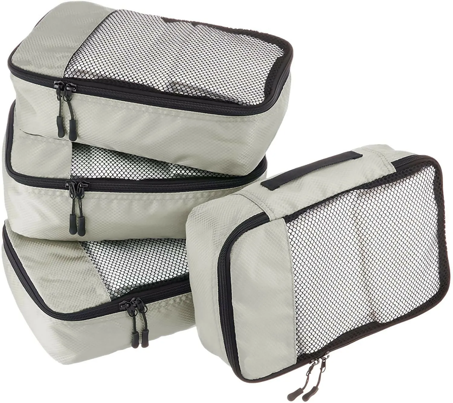 4-Piece Nylon Travel Packing Cubes Set for Clothes & Laundry (Grey, Small)