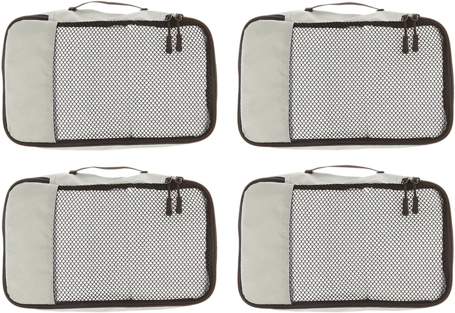 4-Piece Nylon Travel Packing Cubes Set for Clothes & Laundry (Grey, Small)