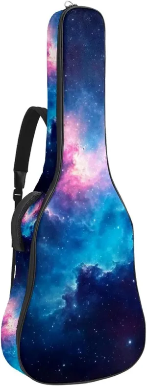 40 41 42 Inch Guitar Gig Bag, 0.4 In Thick Sponge Soft Padded Guitar Case Cover for Acoustic Electric Bass Classical Guitar, Colorful Stary Night Cosmos Backgroud