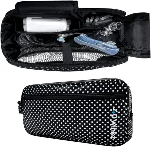 40Winkz USA, Travel Carrying bag & storage bag compatible with ResMed AirMini Machine, Carrying Case with adjustable shoulder strap and luggage strap Black (Empty Bag Only) (Black & White)