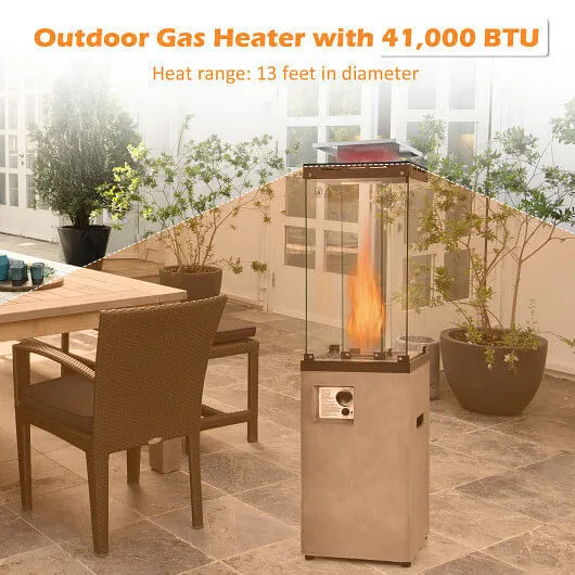 41 000 BTU Propane Patio Heater with Metal Hood-Gray - Color: Gray