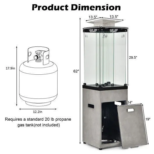41 000 BTU Propane Patio Heater with Metal Hood-Gray - Color: Gray