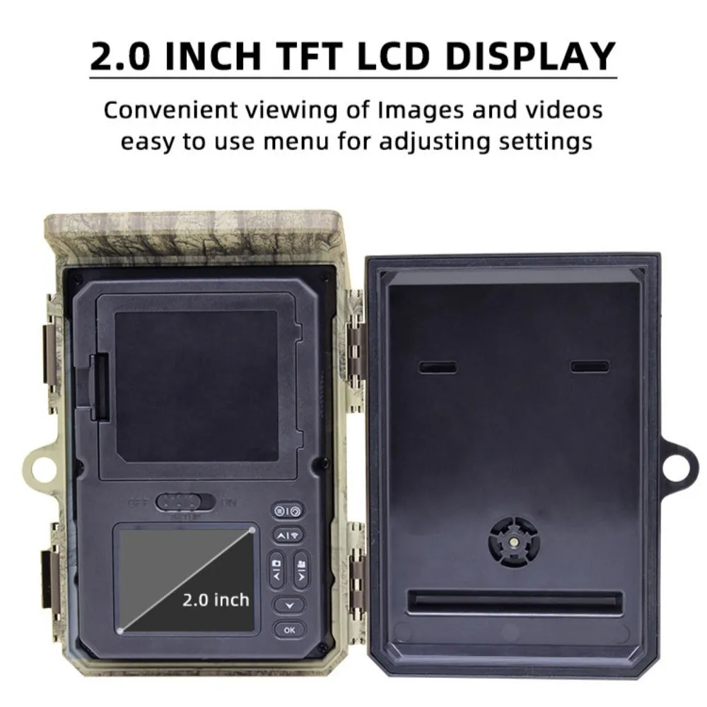 4K 36MP Solar Powered Hunting Camera bluetooth WiFi Outdoors Surveillance Camera 2 inch TFT LCD Display APP Online Viewing for Wild Life Animals