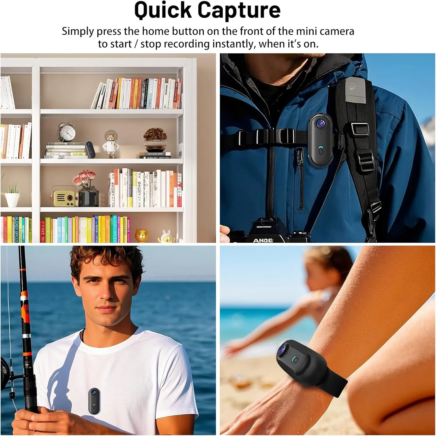 4K Mini Action Camera 128GB Thumb POV Portable Body Cam Wearable Video Recorder with IPX7 Waterproof Underwater Camcorder, Helmet Mount, Magnetic Sport DV for Bike Cycling, Pet, Vlogging(Black)