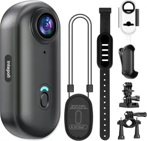 4K Mini Action Camera 128GB Thumb POV Portable Body Cam Wearable Video Recorder with IPX7 Waterproof Underwater Camcorder, Helmet Mount, Magnetic Sport DV for Bike Cycling, Pet, Vlogging(Black)