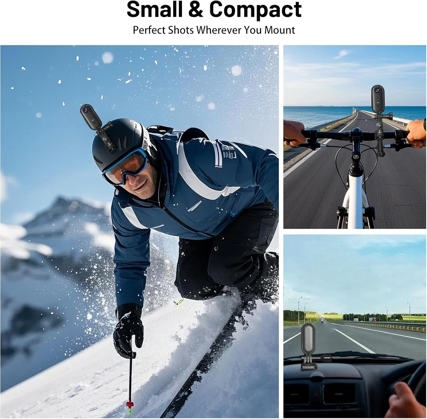 4K Mini Action Camera 128GB Thumb POV Portable Body Cam Wearable Video Recorder with IPX7 Waterproof Underwater Camcorder, Helmet Mount, Magnetic Sport DV for Bike Cycling, Pet, Vlogging(Black)