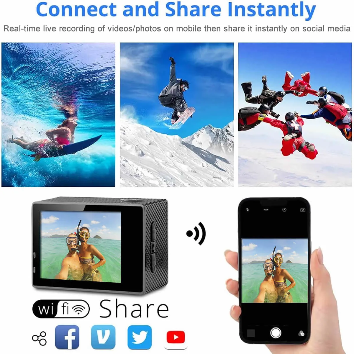 4K Underwater Camera - Waterproof Up to 30 Meters for Stunning Underwater Photos & Videos