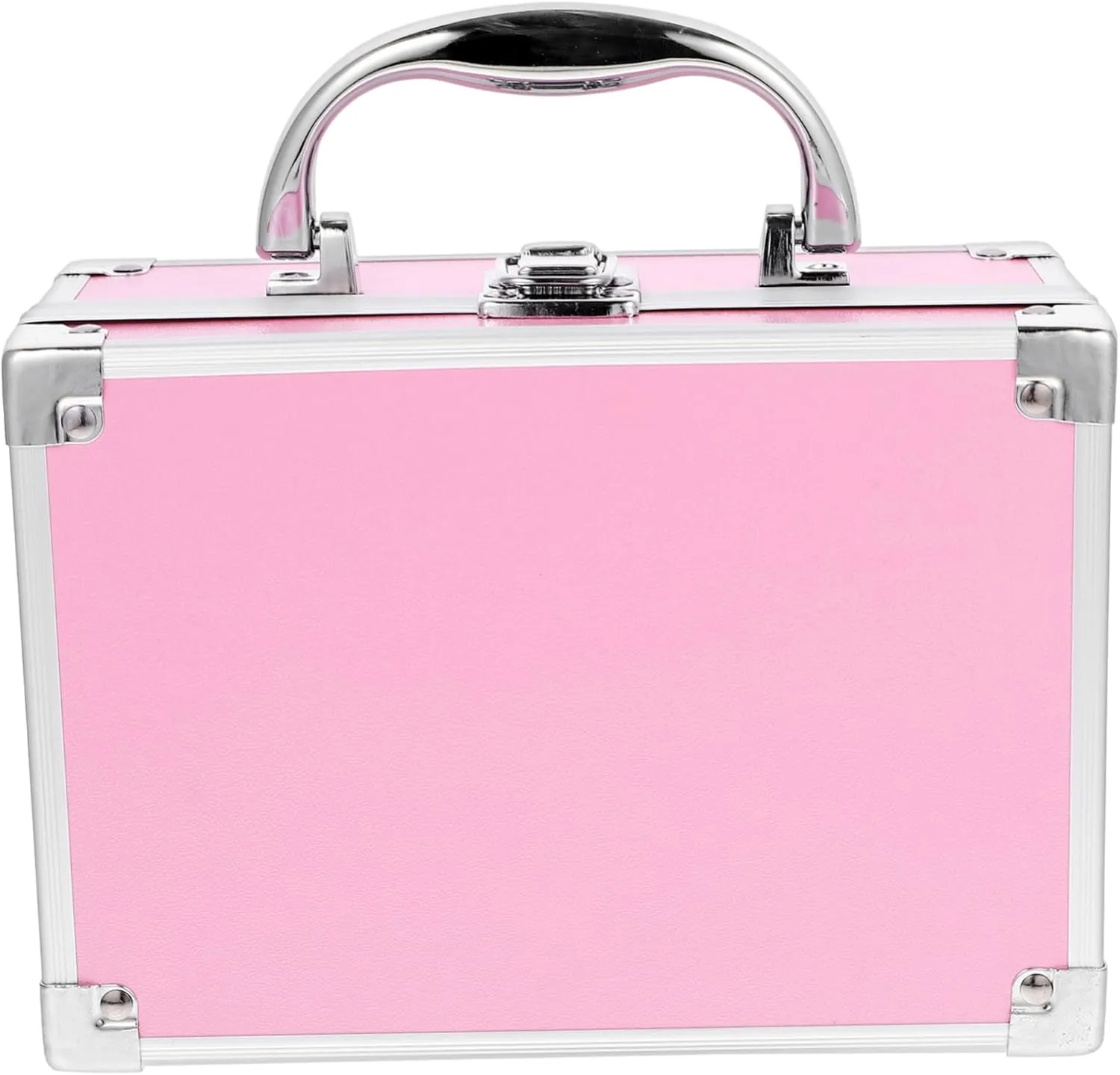 4pcs Cosmetic Train Cases Aluminum Case Pink Makeup Suitcase Travel Cosmetic Organizer