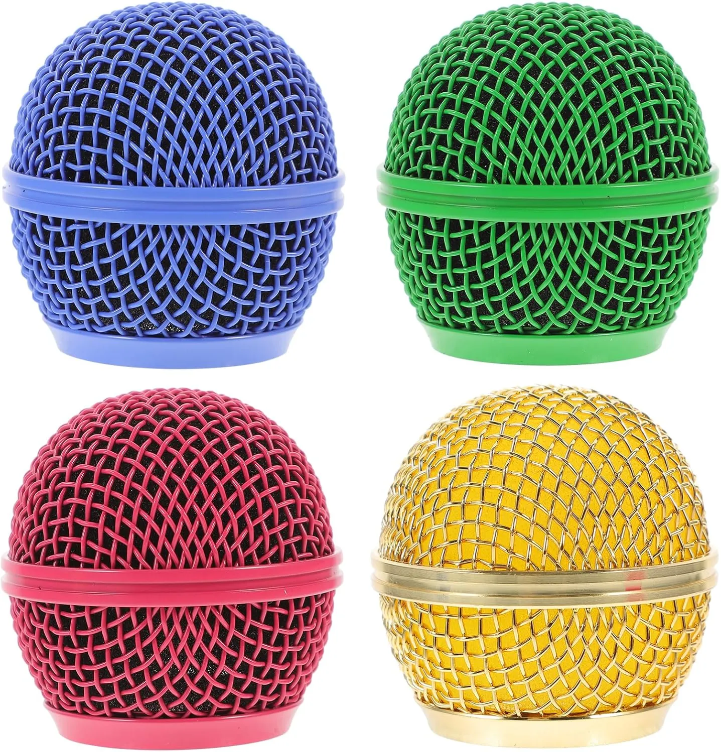 4pcs Microphone Mesh Grill: Metal Microphone Grille Replacement Microphone Grill Heads Color Compatible with SM58