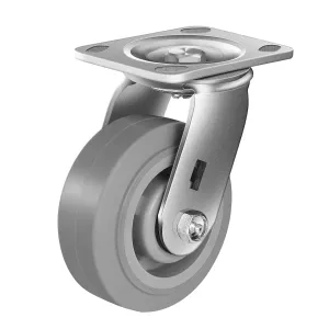 5 Inch Rubber Wheels (Flat Tread)- Heavy Duty Casters, Industrial Caster Wheels- with up to 500 LB Capacity- Use for Dollies, Utility and Maintenance Carts(1 Swivel)