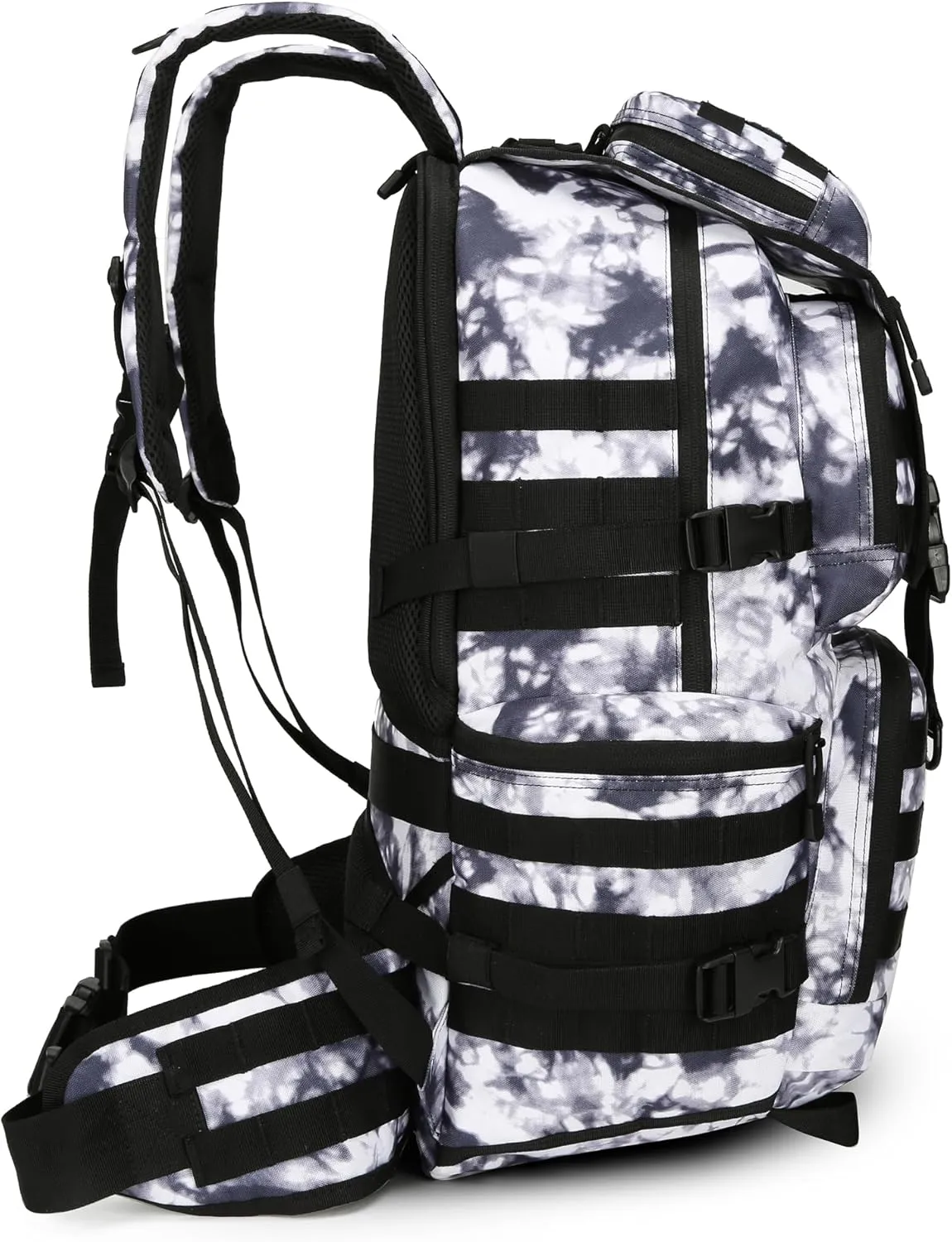 50L Military Tactical Backpack Hiking Waterproof Backpack Large Military Pack 3 Day Assault Pack Molle Bag Rucksack (White Camo)