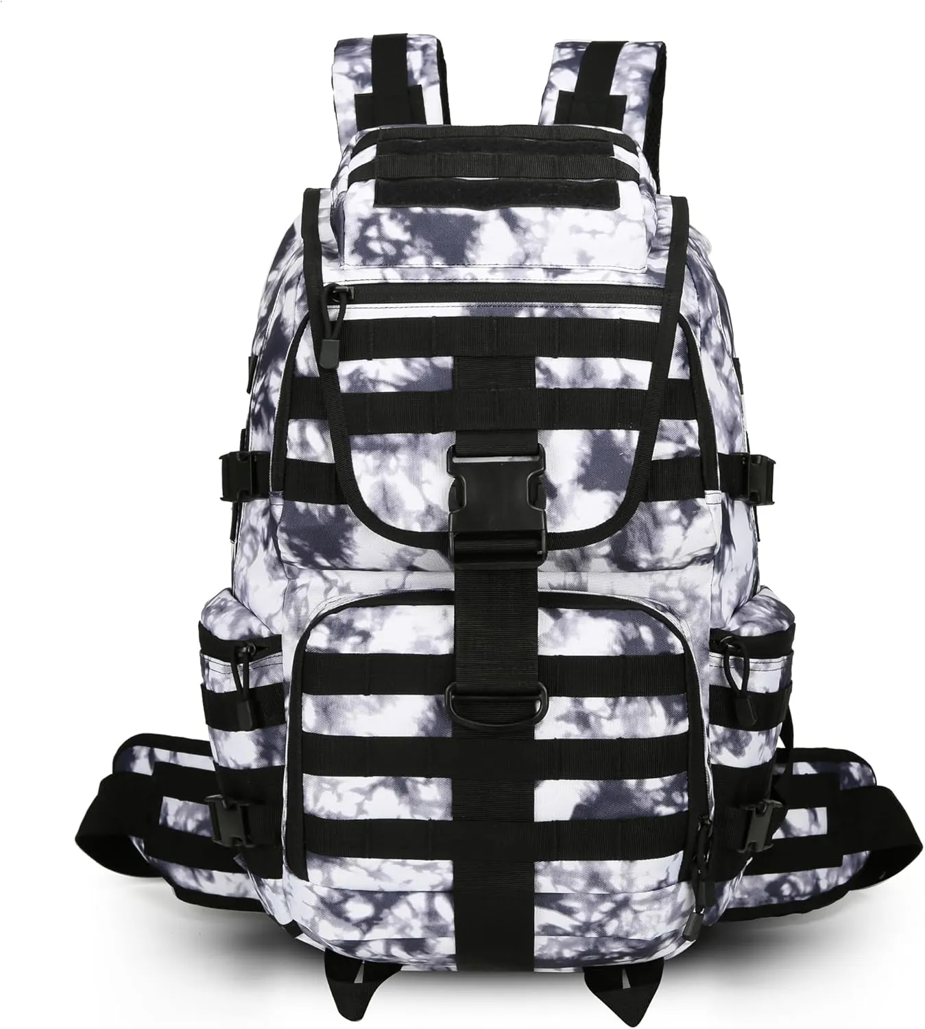 50L Military Tactical Backpack Hiking Waterproof Backpack Large Military Pack 3 Day Assault Pack Molle Bag Rucksack (White Camo)
