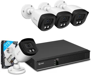 5MP Security Camera System Wired with 110ft Color Night Vision, Human Vehicle Detection, 8CH DVR Waterproof Cameras for Outdoor 24/7 Recording, Remote Access