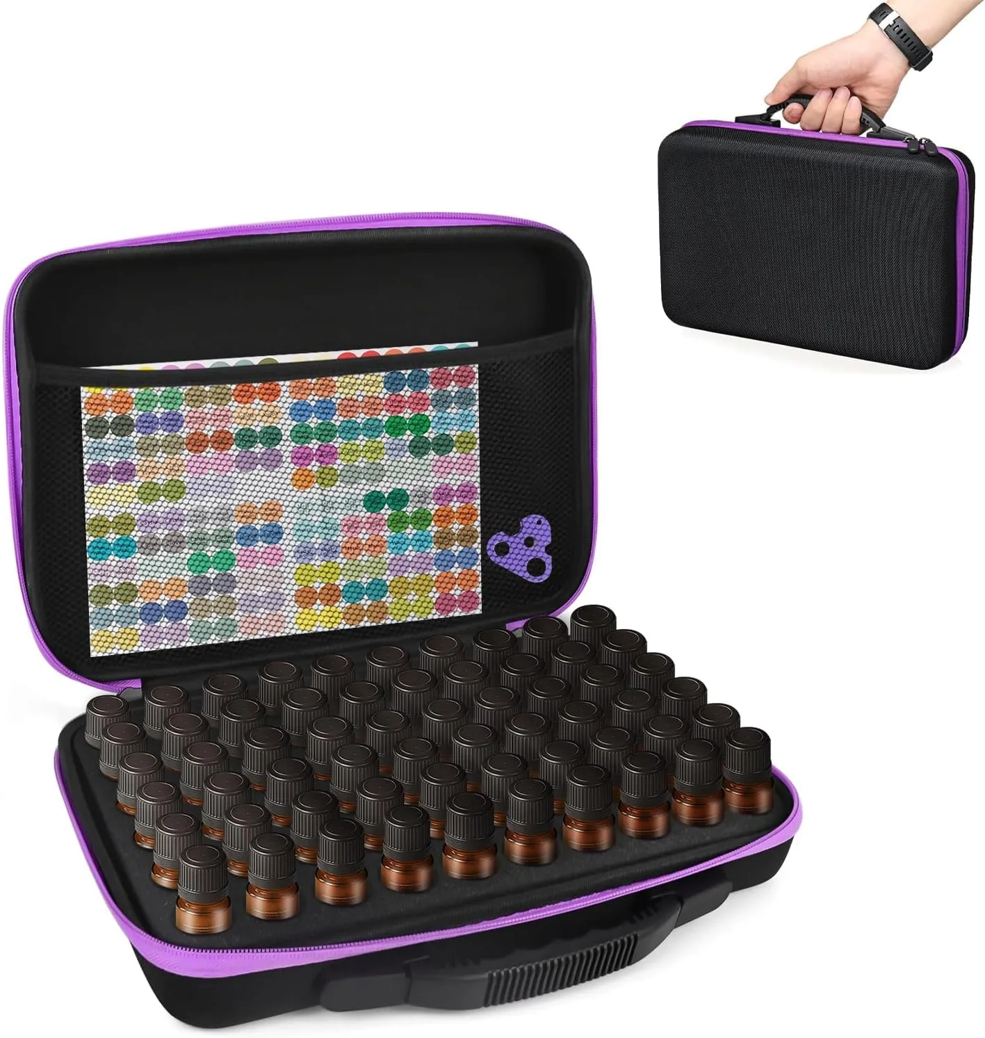 60 Bottle Essential Oil Storage Organizer Carrying Case, Essential Oils Holders Organizer Essential Oil Bag Holds 5ml 10ml 15ml Oils Bottle,Compatible with do Terra,Young Living,Vallejo,Army Painter