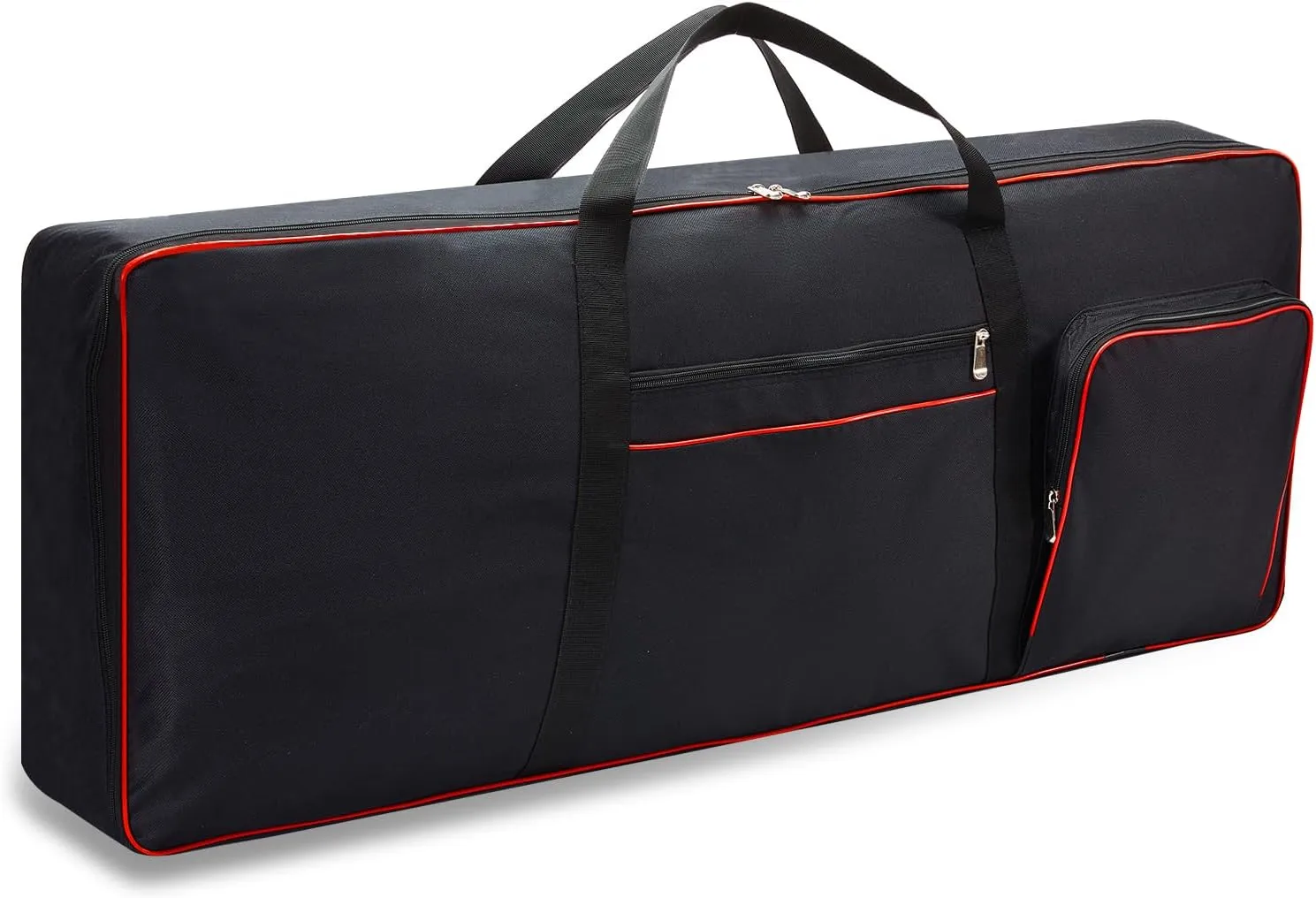 61 Key Keyboard Case,Electric Keyboard Bag Piano Gig Bag,Waterproof Keyboard Cover,600D Oxford Cloth Keyboard Carrying Case with 10mm Cotton Padded Keyboard Case Bag.40.1"x15.7"x4.7 Black Red