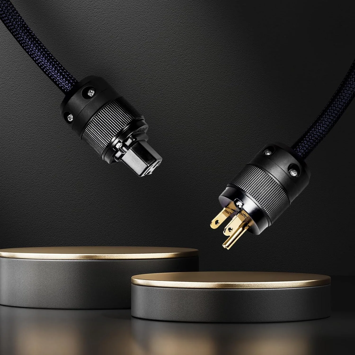 6.56ft/2M Black Audiophile Power Cord Audiophile Amplifier Power Cable Amplifier Iec Power Cable Braided HiFi Audio Ac Plug with 24K Gold Plated US Plug for Speaker, Subwoofer, Turntable, AMP