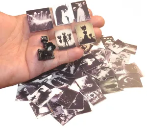 69Pcs Miniature Horror Diorama Set: Mini Black,DSLR Camera Prop, Gothic Posters & Abstract Art for 1:6 Scale Dollhouses - Creepy Display Decor for Adults