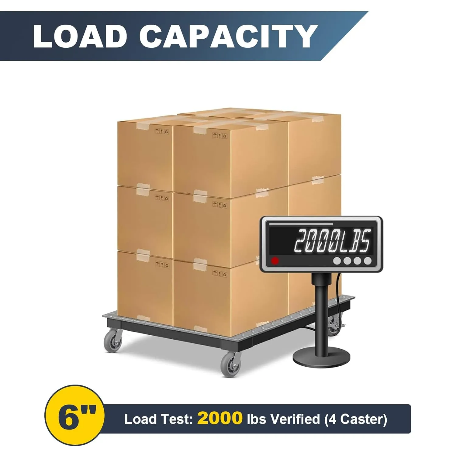 6" x 2" Heavy Duty Casters - 2000 LB Capacity- Thermoplastic Rubber Wheels(Crown Tread)- Caster Wheels for Furniture Platform Trucks Workbench (4 Pack Brake)