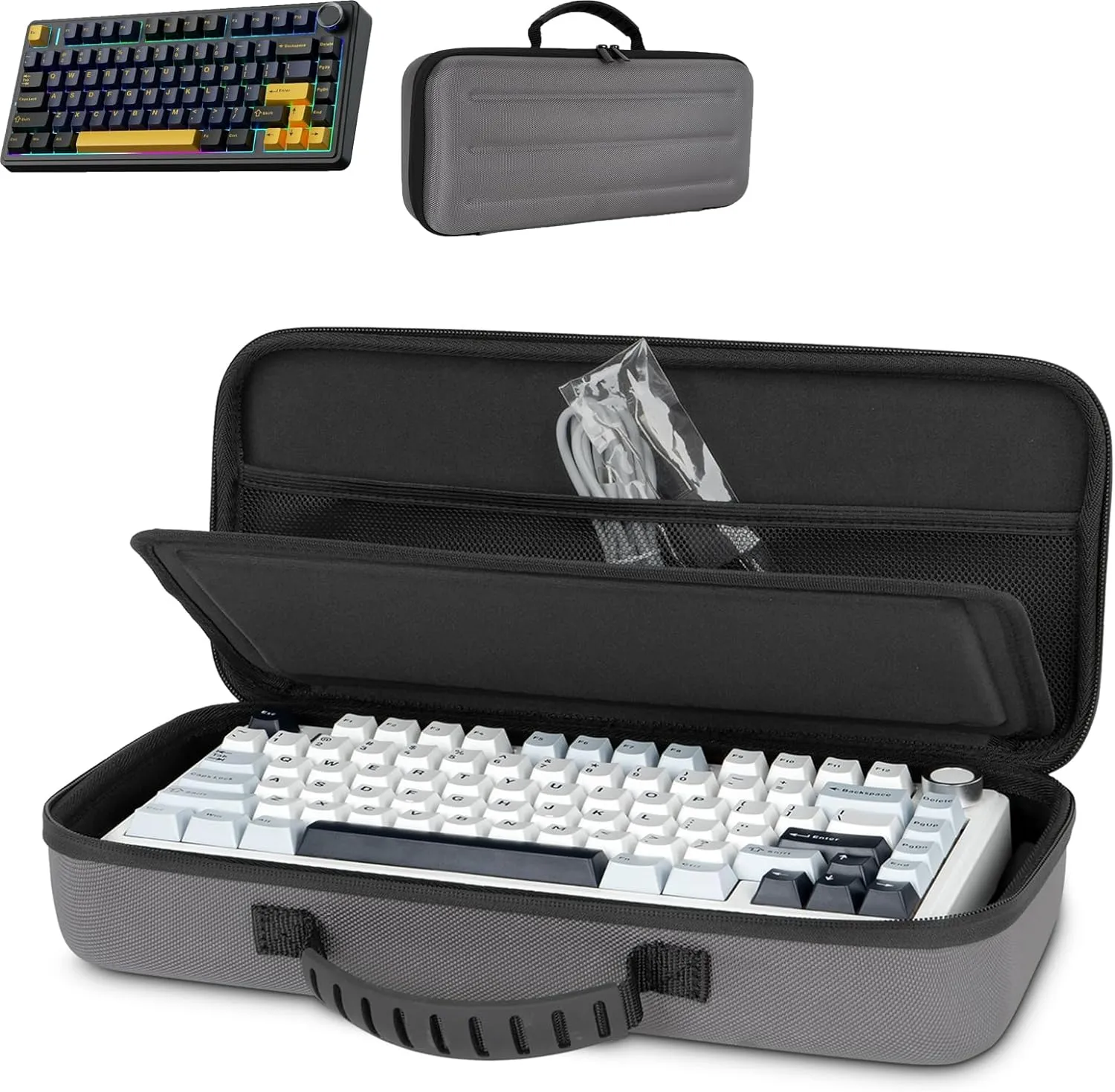 75% Keyboard Case, Hard Shell Travel Carrying Bag for Aula F75 Gasket Mechanical Keyboard, Compatible with ASUS ROG 75% Wireless Hot Swappable Gaming Keyboard