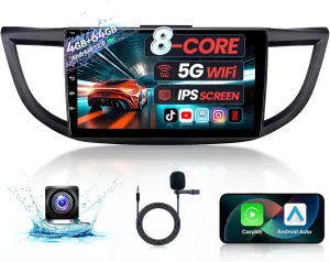 8 Core Car Radio for Honda CRV 2012-2016 5Ghz WiFi 10 Inch Touch Screen Car Stereo with Wireless Carplay Android Auto Bluetooth 48 EQ DSP SWC GPS Navigation Mirror Link Backup Camera 4 64 GB