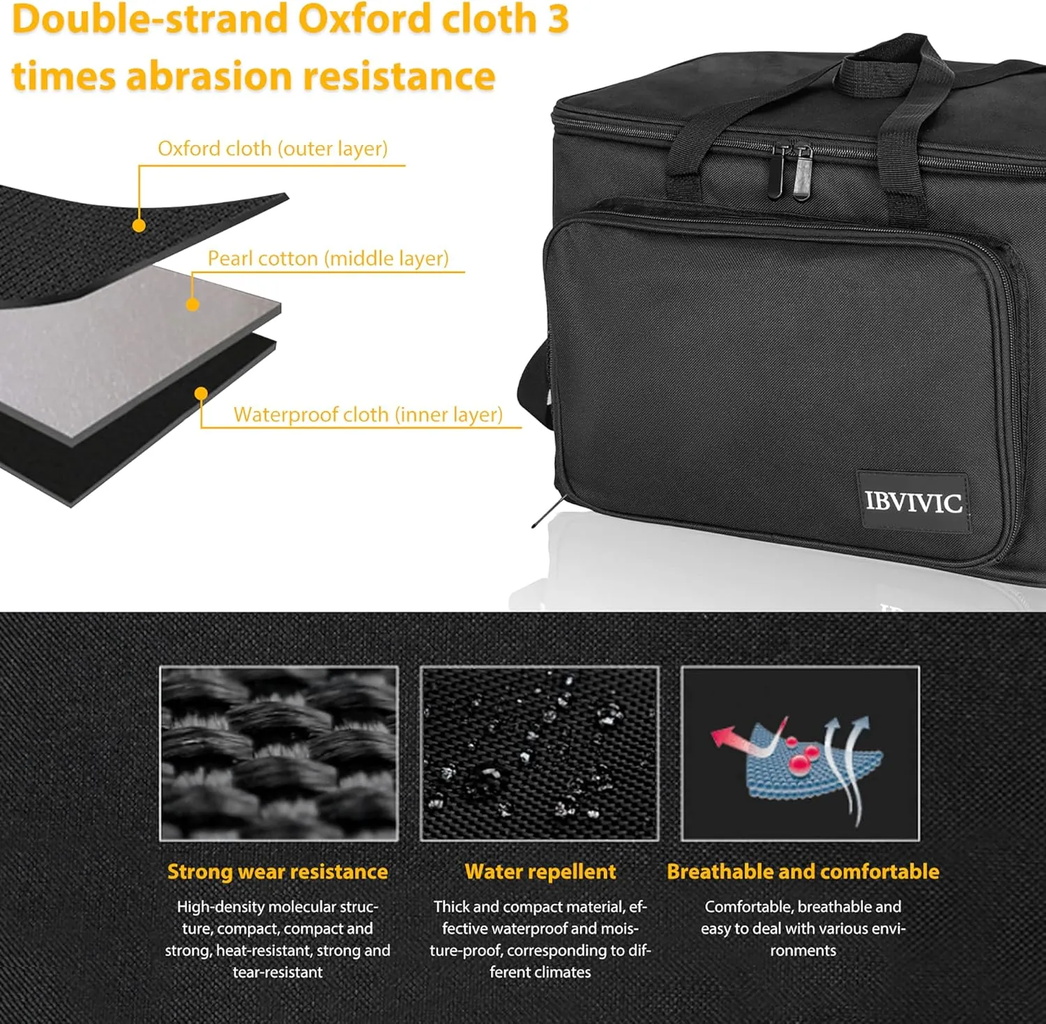 8 Slots Wireless Microphone Case with Foam, 1680D Heavy Duty Oxford Fabric Microphone Bag with Shoulder Strap, BLACK