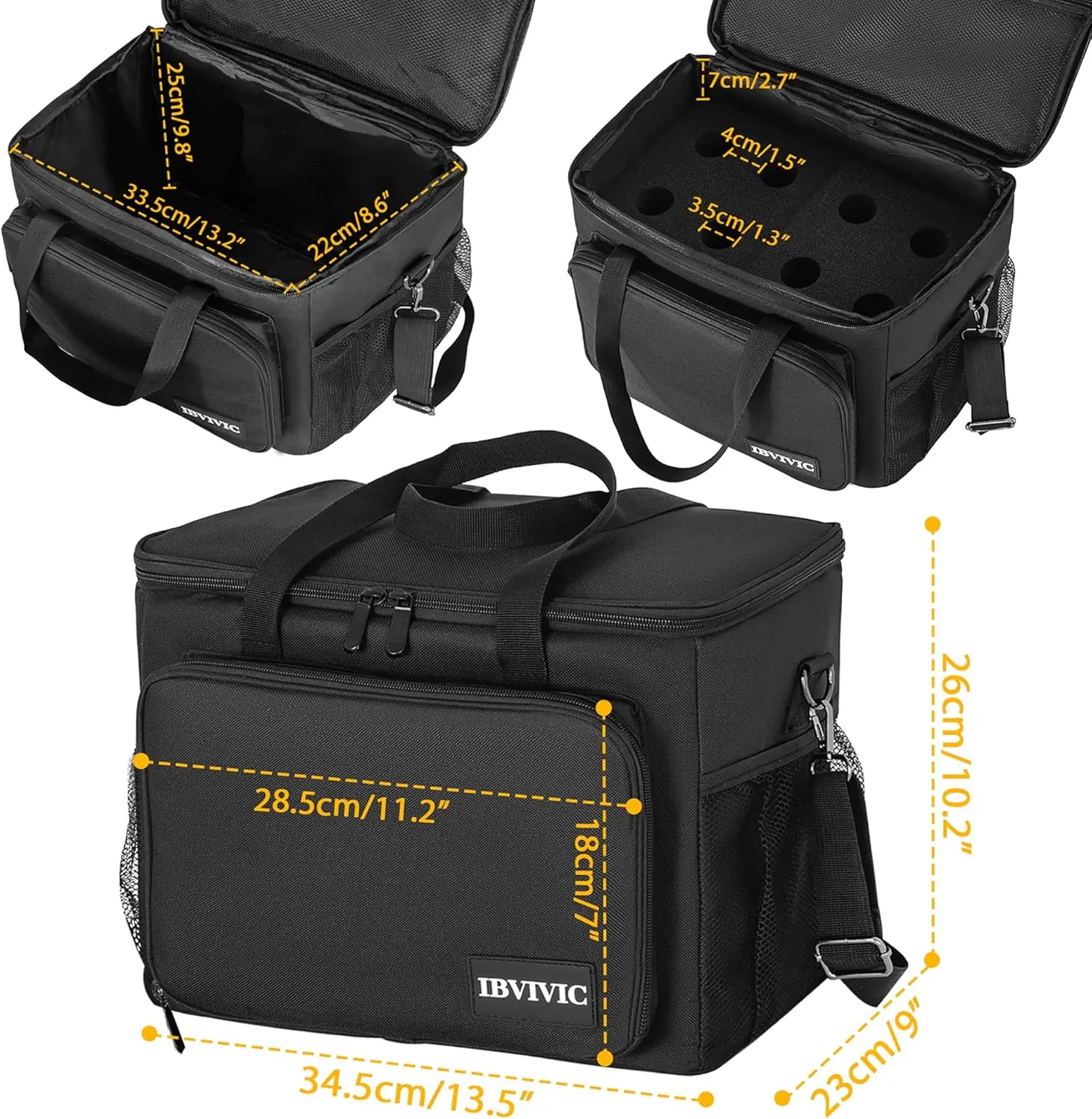 8 Slots Wireless Microphone Case with Foam, 1680D Heavy Duty Oxford Fabric Microphone Bag with Shoulder Strap, BLACK