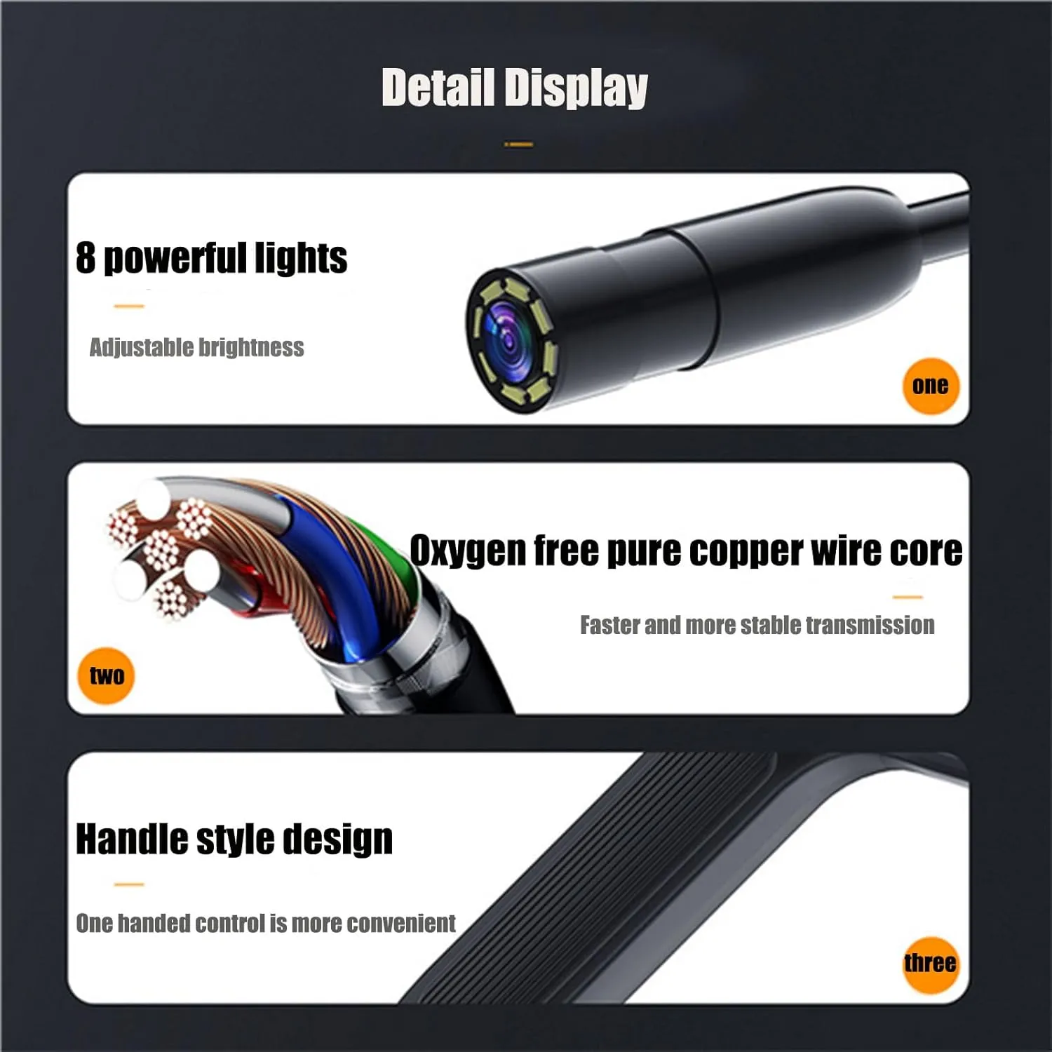 8mm Handheld Borescope Camera, 8 LED Lights HD 1080P Sewer Camera for Appliances, Automotive, Machinery, Sewer Repair (2m-100m)