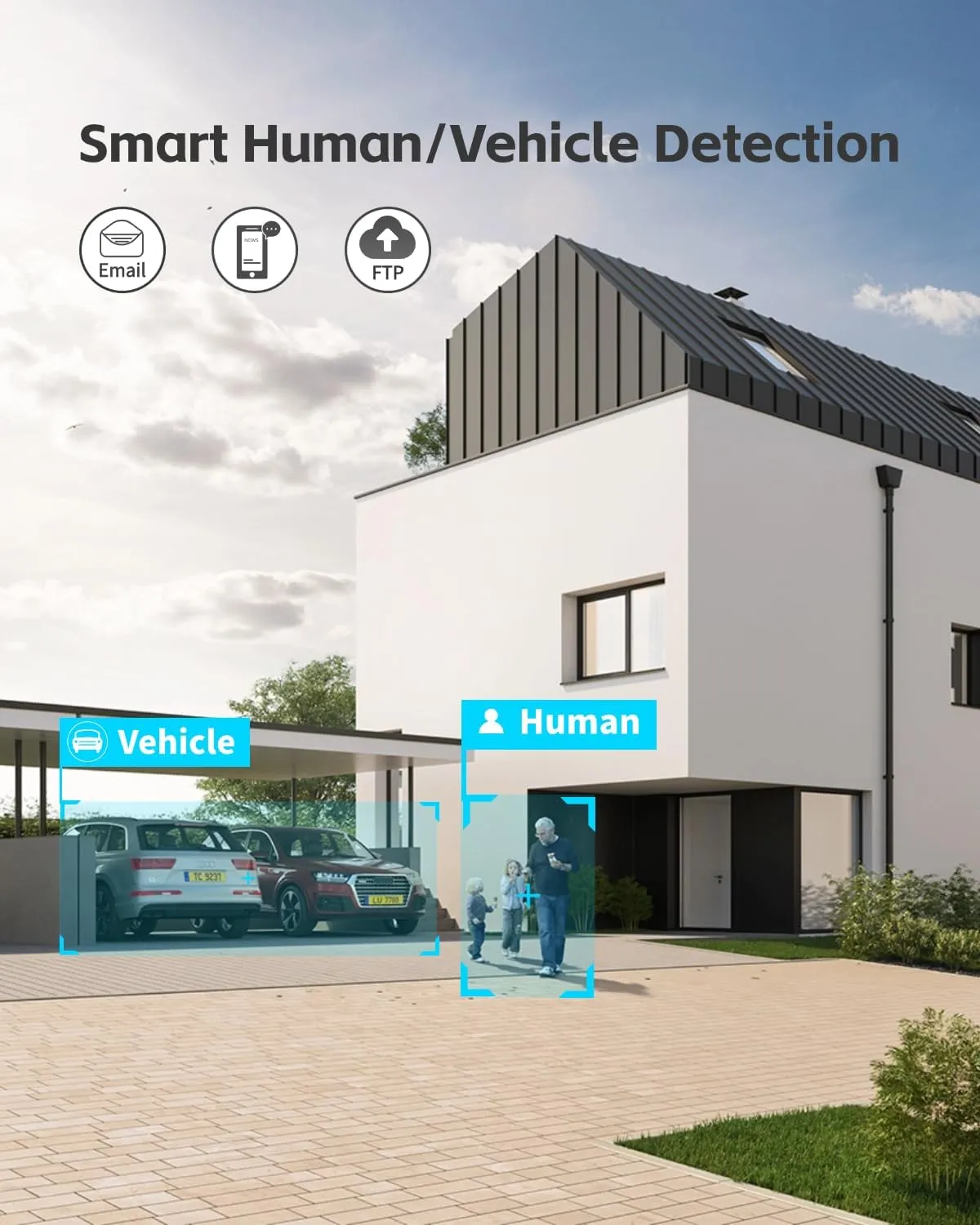 8MP AcuSense IP Camera, 4K PoE Turret Network Camera with Human/Vehicle Detection, DarkFighter, Built-in Mic, 98ft IR Night Vision, Compatible with Connect APP 2CD2386G2-IU 4mm