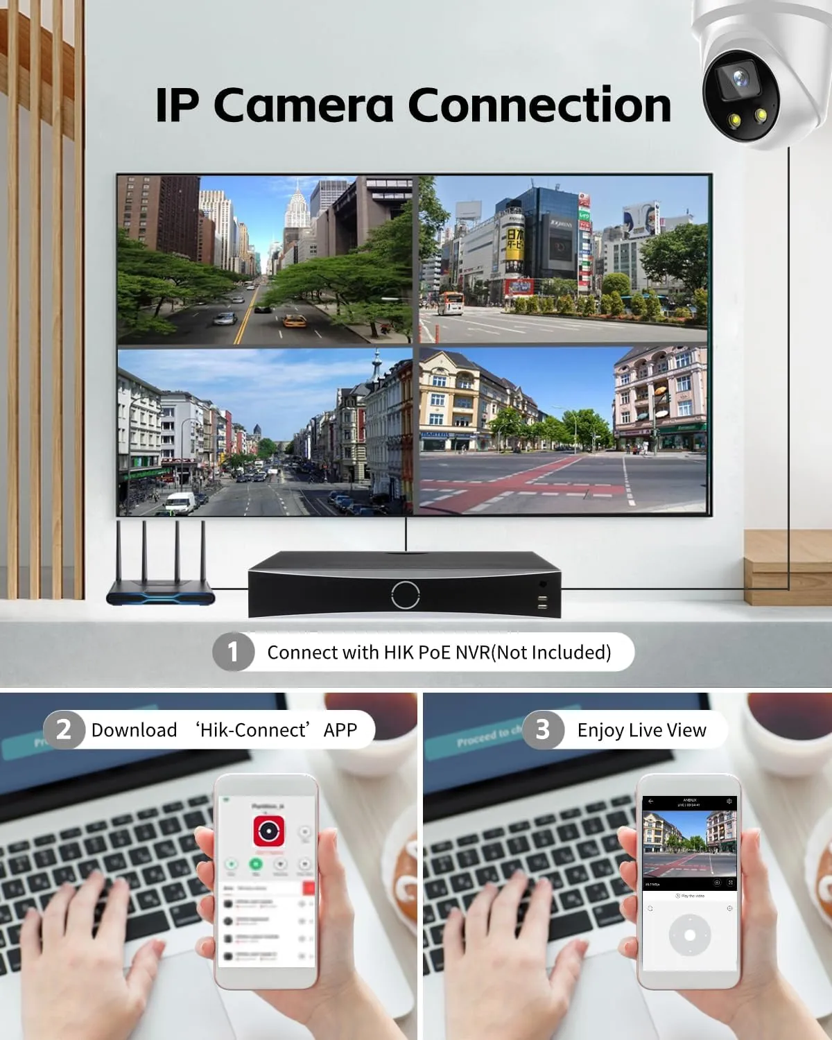 8MP AcuSense IP Camera, 4K PoE Turret Network Camera with Human/Vehicle Detection, DarkFighter, Built-in Mic, 98ft IR Night Vision, Compatible with Connect APP 2CD2386G2-IU 4mm