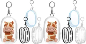 8PCS Clear Figure Display Bag with Keychain Zipper Clear Display Case Display Case Small Doll Storage Bag Hanging Box Organizer for Figures Collectibles