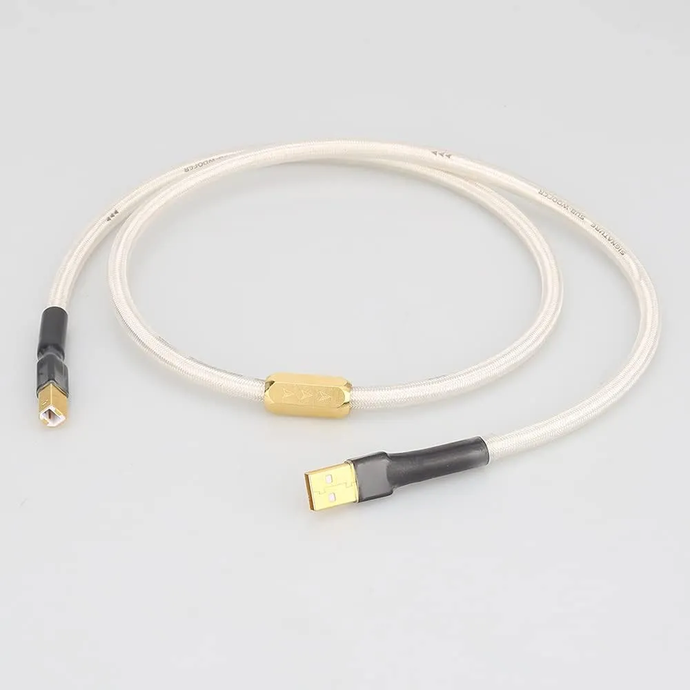 A26 Silver Plated HiFi USB Cable 6N OCC Type A-B DAC Data USB Cable (Length : 2m)