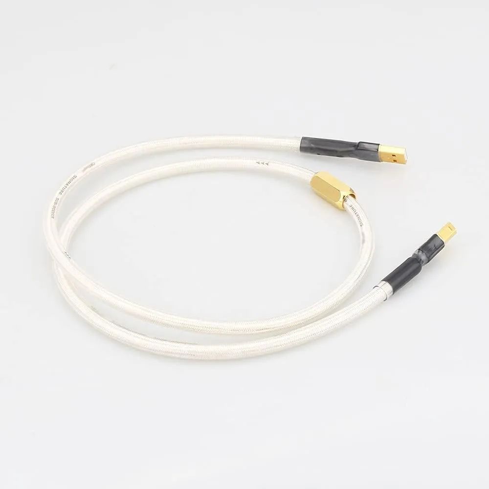 A26 Silver Plated HiFi USB Cable 6N OCC Type A-B DAC Data USB Cable (Length : 2m)
