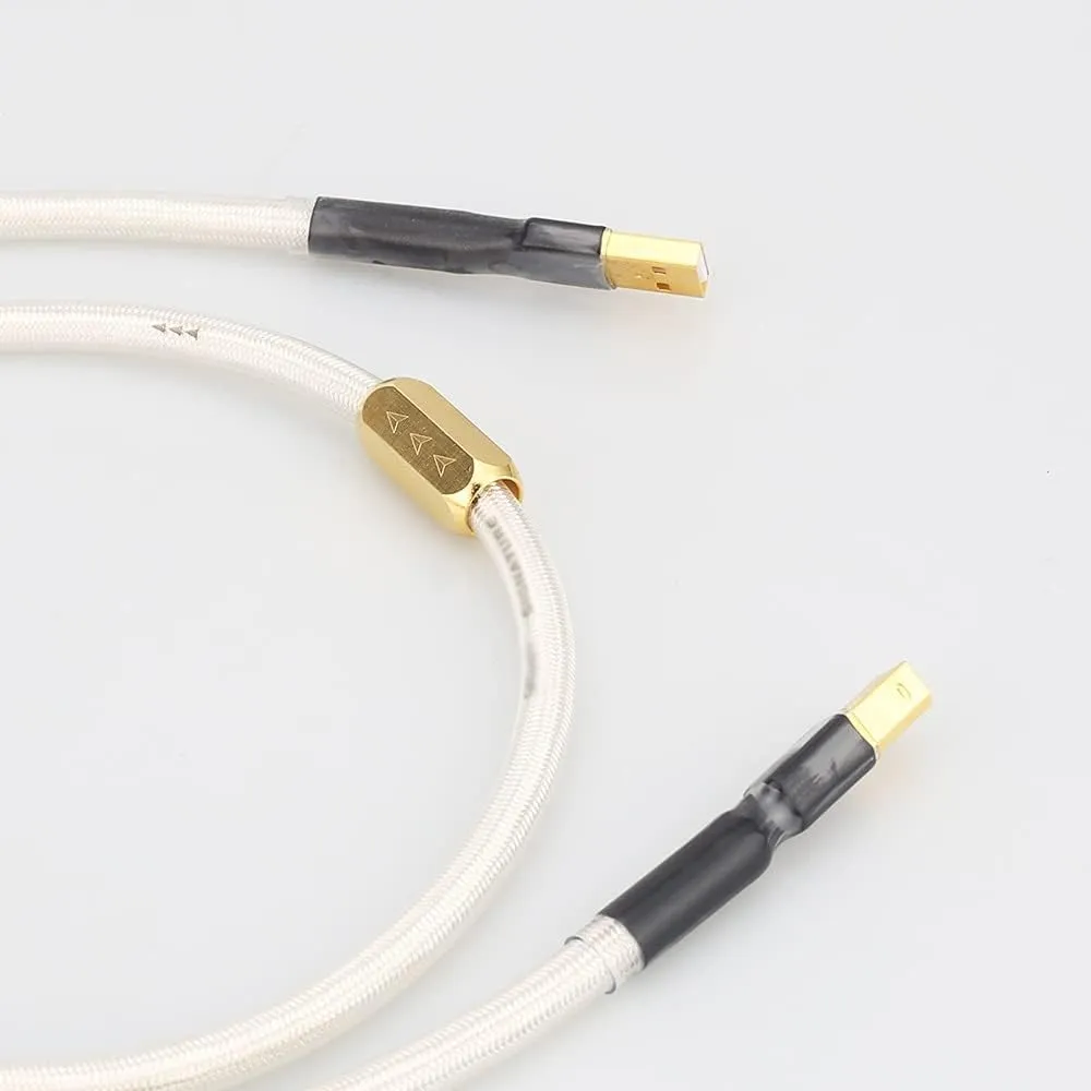 A26 Silver Plated HiFi USB Cable 6N OCC Type A-B DAC Data USB Cable (Length : 2m)