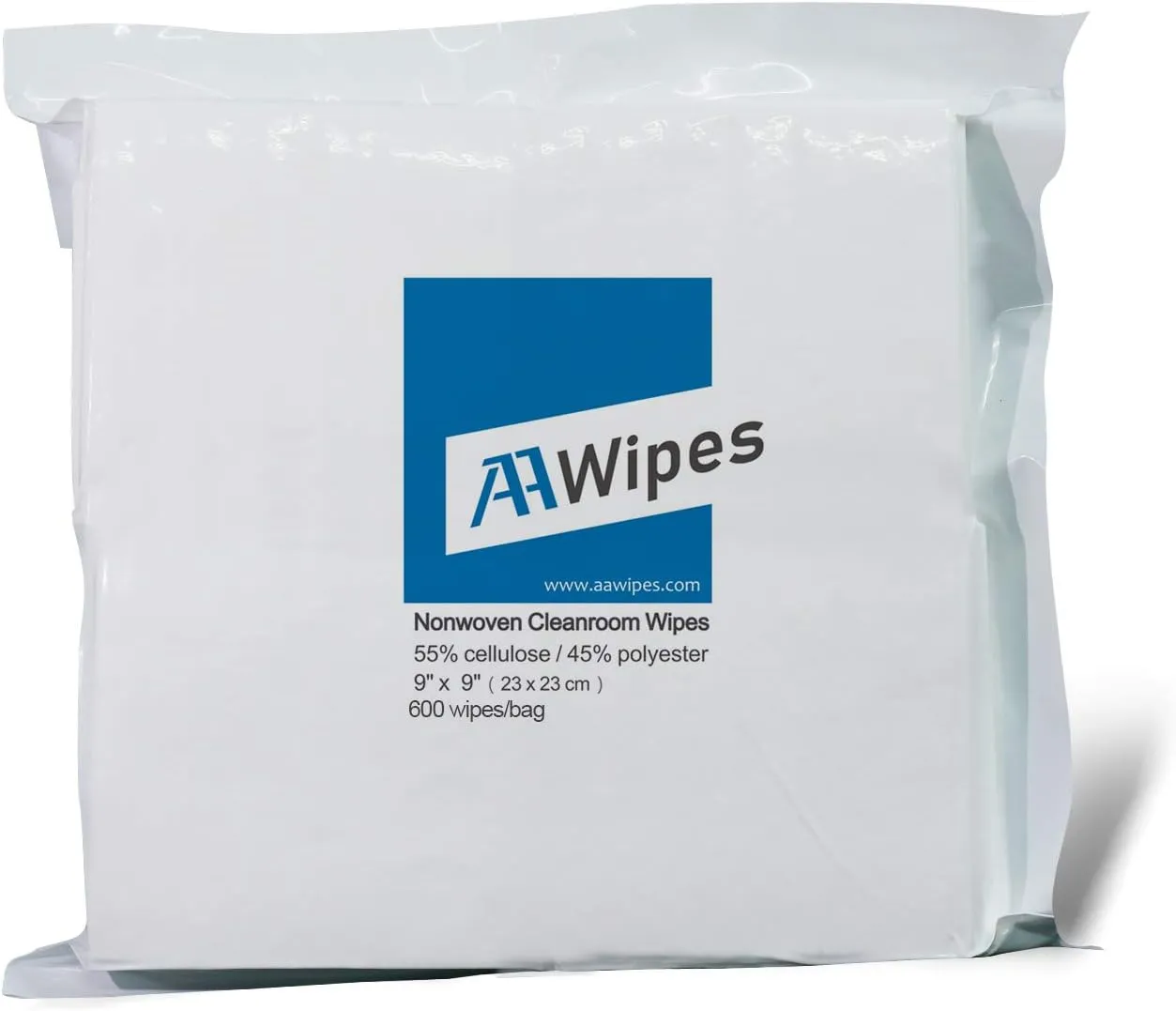 AAwipes Cleanroom Wipes Nonwoven Wipes Cellulose/Polyester Blend (Grade A, 68 Gram,Bag of 600 Pcs) 9" x 9"for Lab, Electronics, Pharmaceutical, Printing and Semiconductor Industries (NW06809-600)