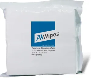 AAwipes Cleanroom Wipes Nonwoven Wipes Cellulose/Polyester Blend (Grade A, 68 Gram,Bag of 600 Pcs) 9" x 9"for Lab, Electronics, Pharmaceutical, Printing and Semiconductor Industries (NW06809-600)