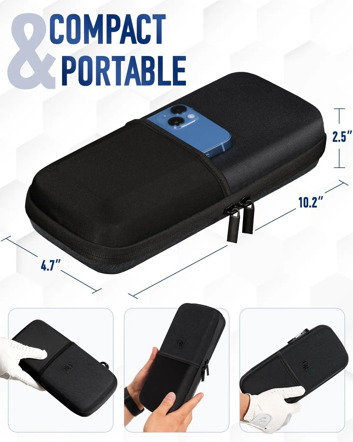 Active Carbon Fabric Odor - Absorbing Golf Glove Holder Case with Glove Shaper - Multifunctional Organizer for Phone, Tees, Divot Tool, Golf Gifts for Men & Women