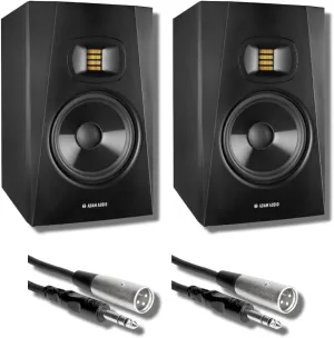 Adam Audio T8V Studio Monitor (Pair) with Professional Grade Balanced 1/4" to XLR Cables and StreamEye Polishing Cloth
