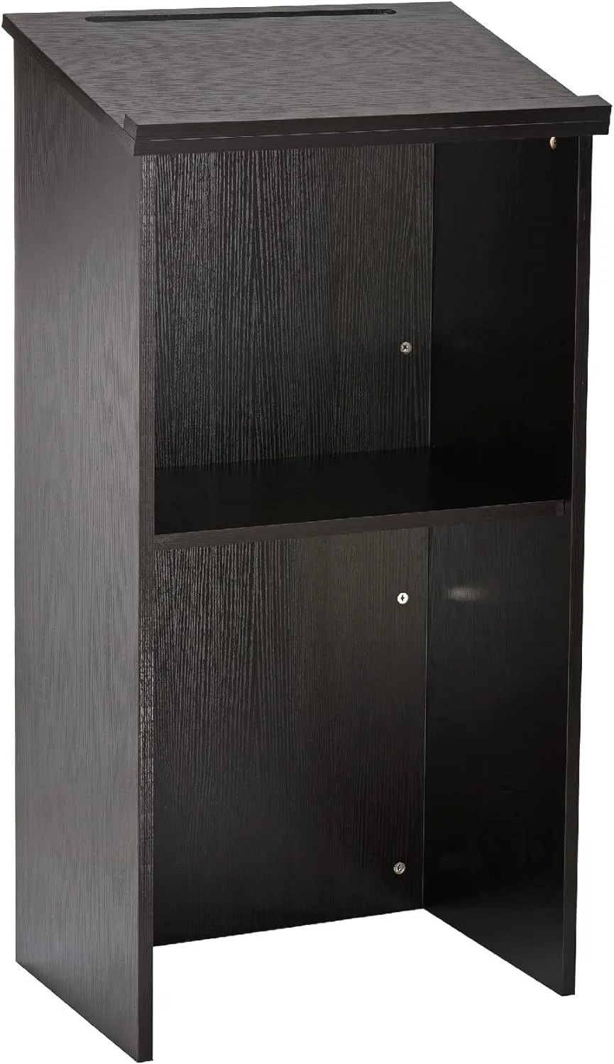 Adir Wooden Podium Stand - Speaking Podium with Storage Shelf, Hostess Stand for Restaurant, Lecture Podium, (46.25 Inches, Black)