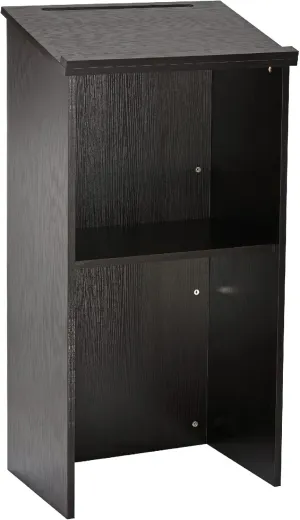 Adir Wooden Podium Stand - Speaking Podium with Storage Shelf, Hostess Stand for Restaurant, Lecture Podium, (46.25 Inches, Black)