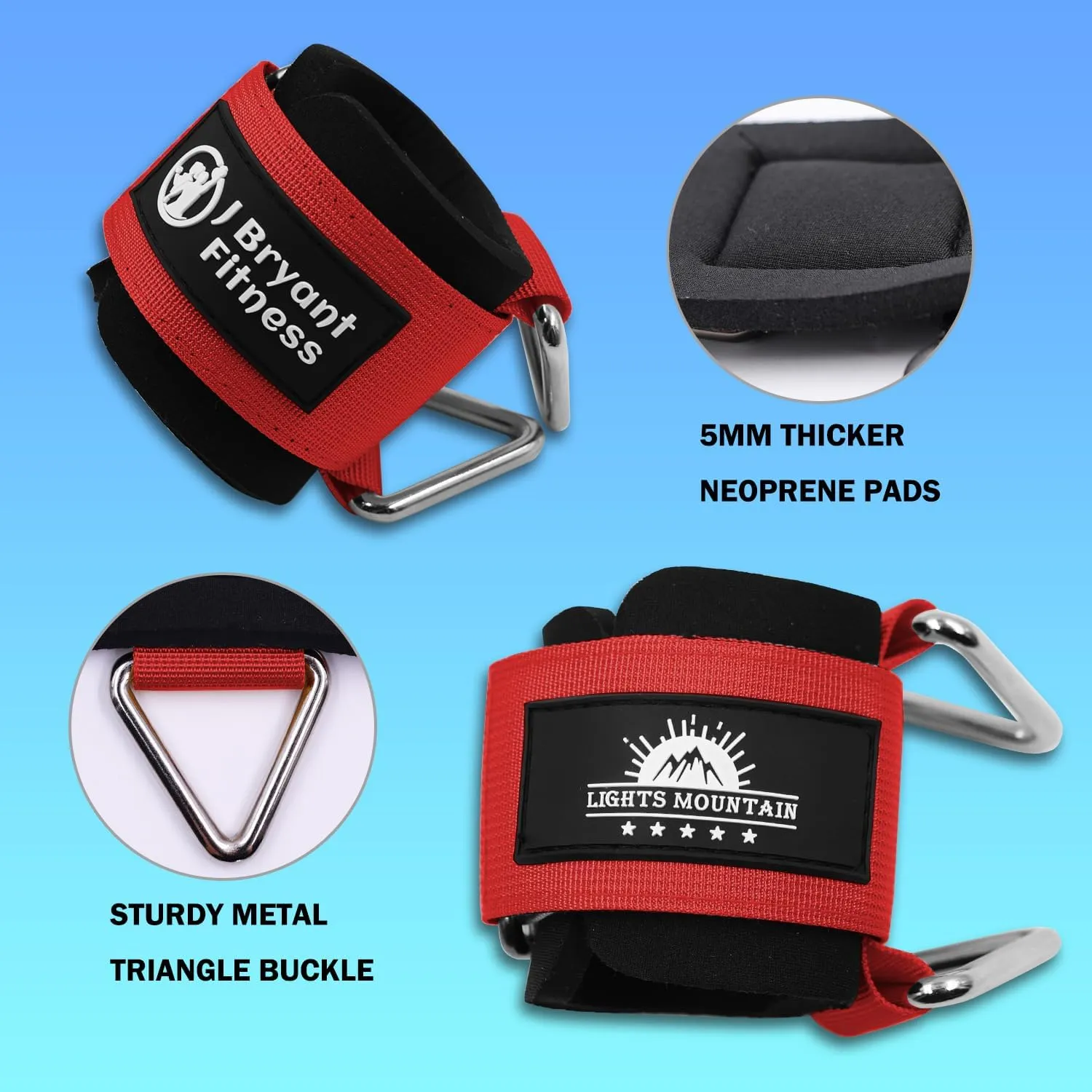 Adjustable Wrist Cuffs Neoprene Padded Straps for Cable Machines Strength Training Equipment