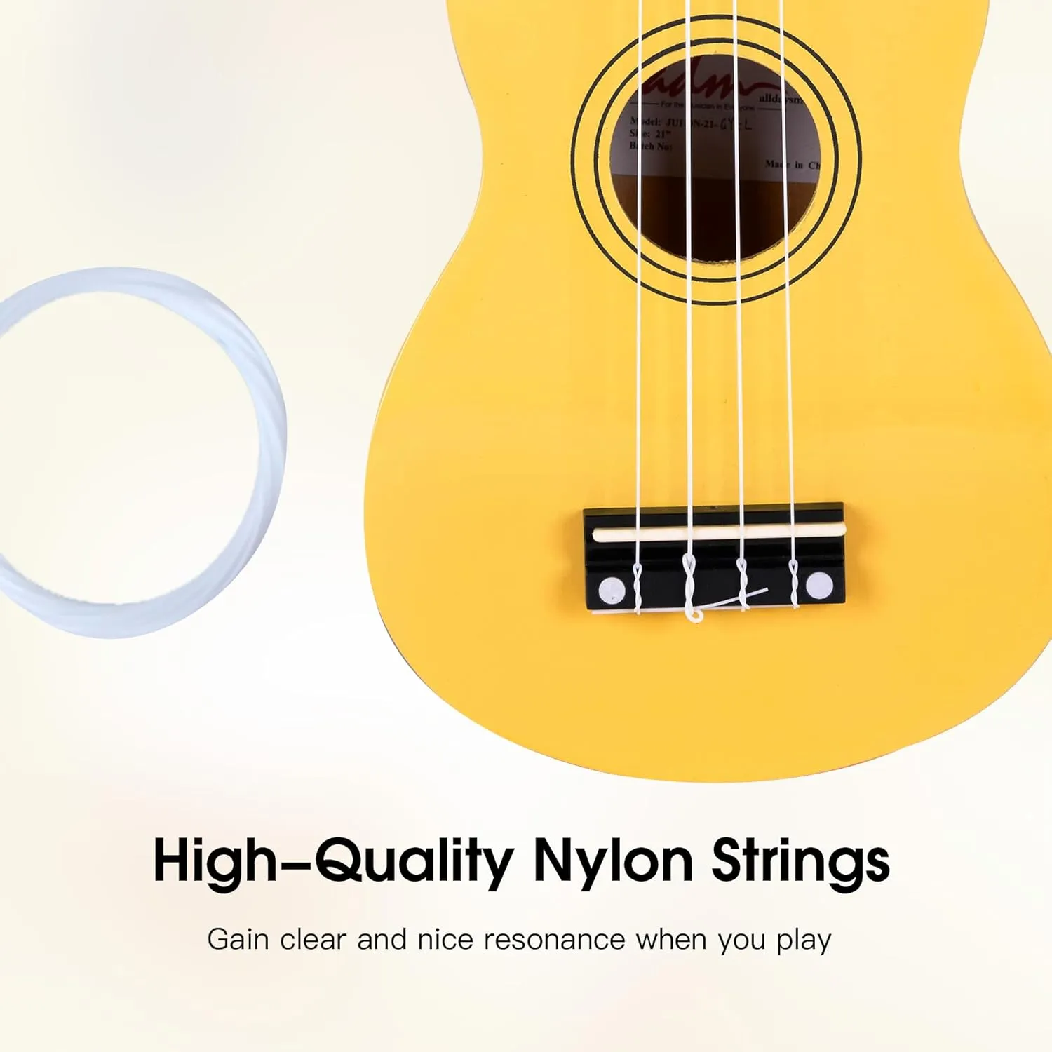 ADM Ukulele for Beginners Hawaiian Wood Ukelele Kit for Kids Adult Student Starter Professional Ukalelee Pack Bundle with Free Lessons Gig Bag Strap Nylon String Tuner (Baby Yellow, 21 Inch)