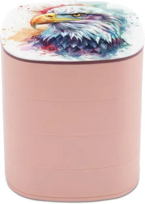 Adorable Hand-drawn Illustration of Eagle Jewelry Boxes for Women,full of Cute Details Earring Holder Organizer Rotating Jewelry Organizer for Necklaces Bracelets Ring
