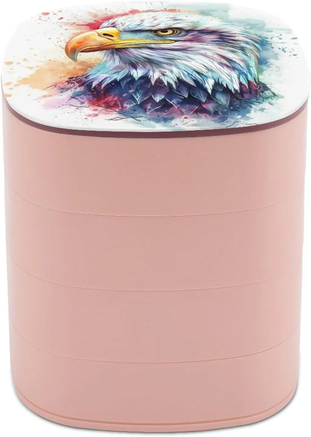 Adorable Hand-drawn Illustration of Eagle Jewelry Boxes for Women,full of Cute Details Earring Holder Organizer Rotating Jewelry Organizer for Necklaces Bracelets Ring
