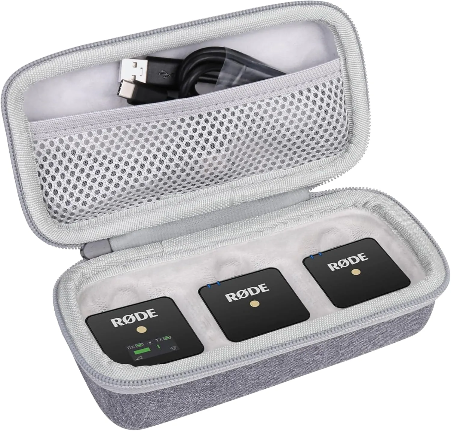 Aenllosi Hard Carrying Case Compatible with Rode Wireless ME Clip/Wireless GO II Dual Channel Compact Digital Wireless Microphone System (gray)